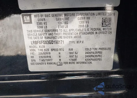 2016 Buick Envision Premium Ii z USA, uszkodzony, nr VIN LRBFXFSX3GD190171